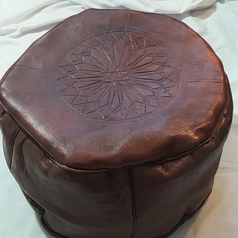 New Moroccan leather pouf